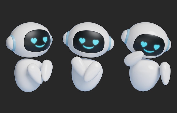 PSD heart eyes expression ai robot character 3d graphics