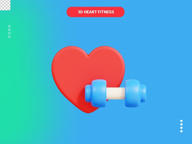 PSD heart fitness 3d icon