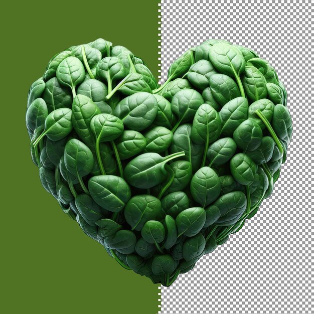 PSD cuore di foglie di spinaci fresche png