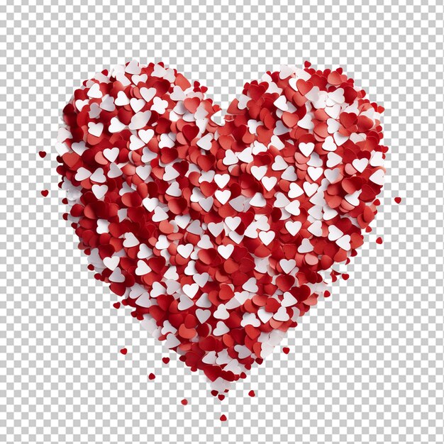 PSD heart from red and white confetti png