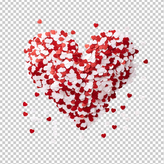 heart from red and white confetti png