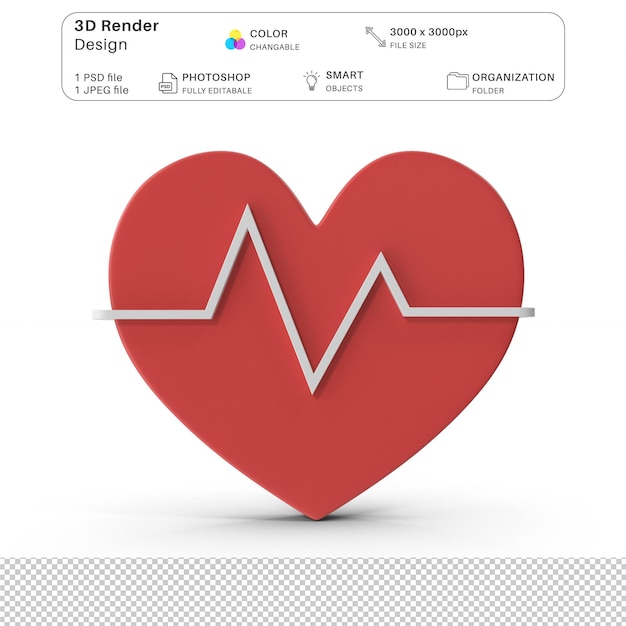 Heart health 3d modeling psd file realistic medical health