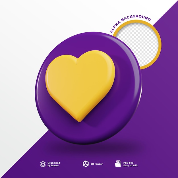 PSD heart icon 3d