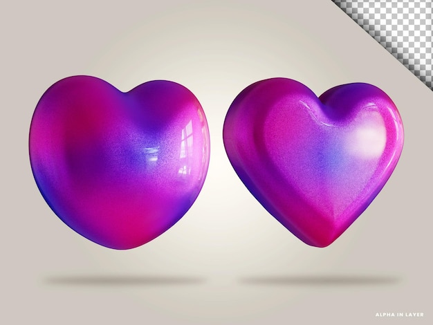PSD illustrazione di rendering 3d isolata dell'icona del cuore