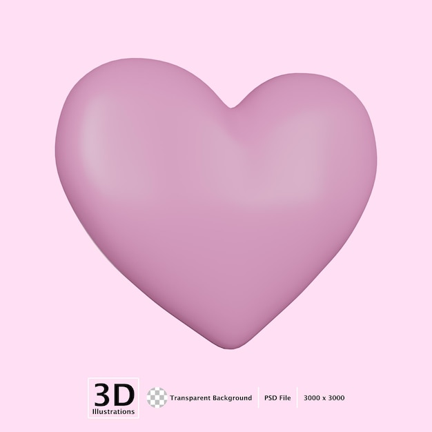 PSD illustrazione 3d iocn del cuore