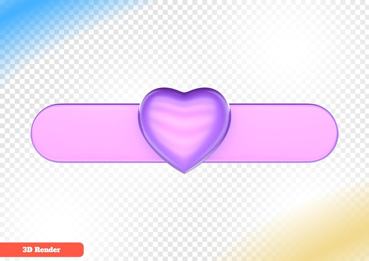 PSD heart label 3d rendering