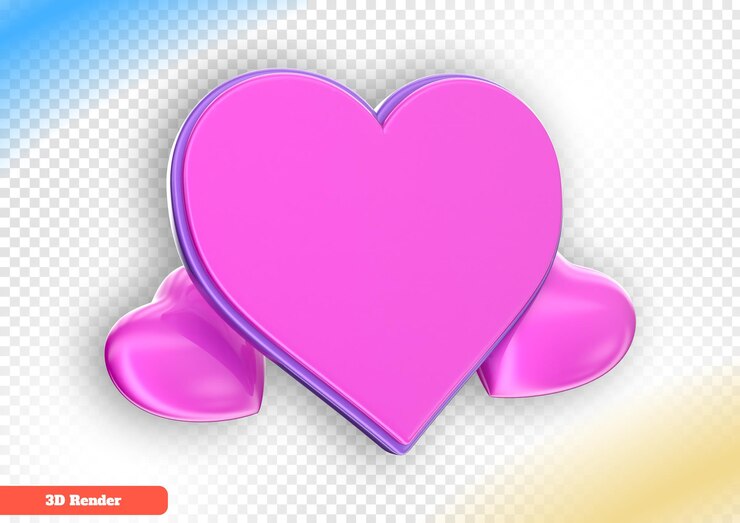 PSD heart label 3d rendering