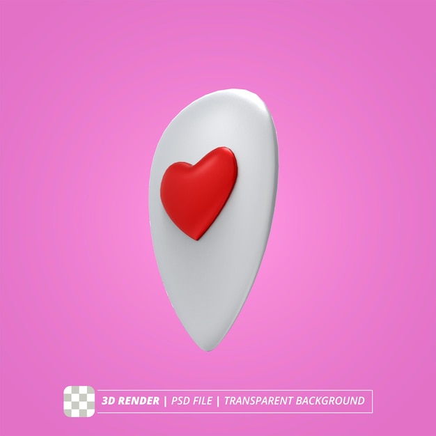 PSD heart location 3d render isolated images