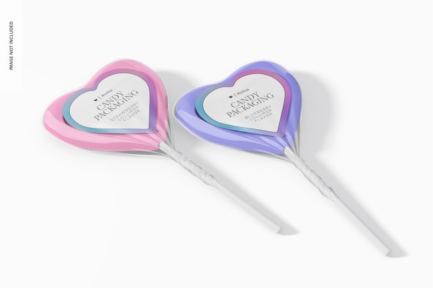 Heart Lollipop with Label Mockup Perspective