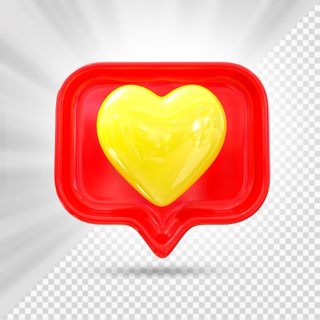 PSD heart love icon 3d render