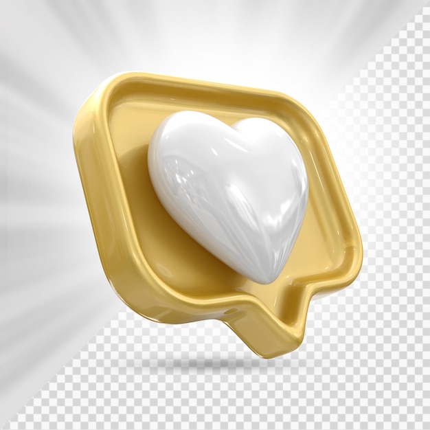 PSD icona di amore del cuore 3d render