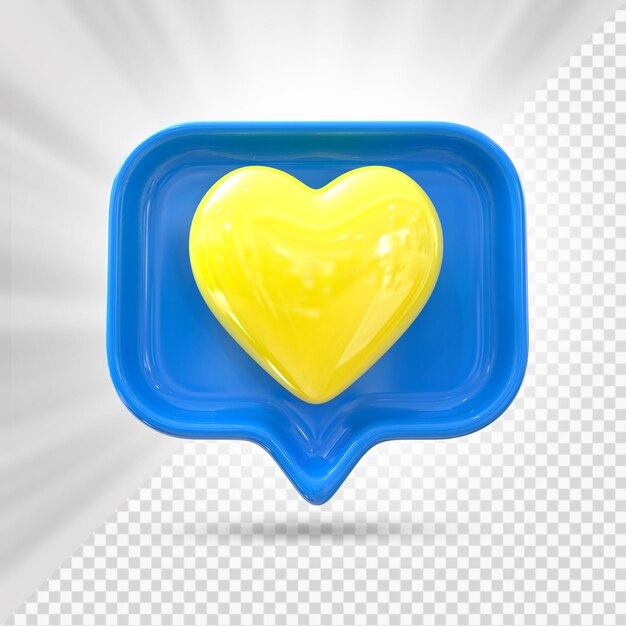 PSD icona di amore del cuore 3d render