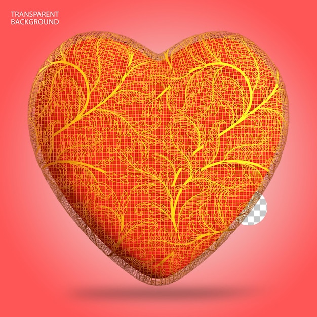 Heart Love Ornament isolated 3D rendered illustration