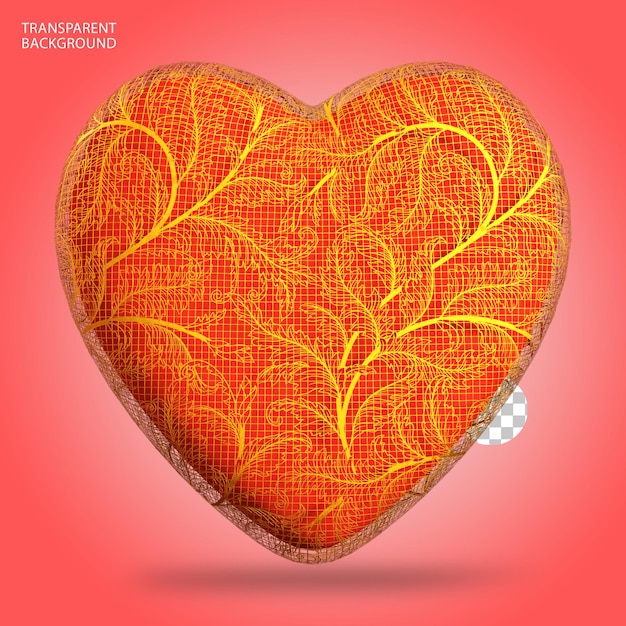 PSD heart love ornament isolated 3d rendered illustration