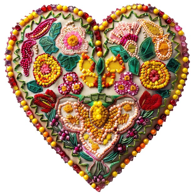 A heart made of multicolored flowers and leaves