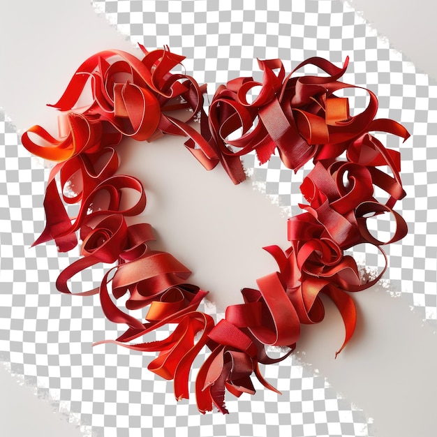 PSD a heart made of red ribbon with the word love on it