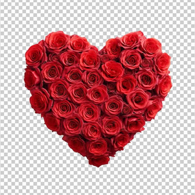 PSD heart made of red roses is on a white background