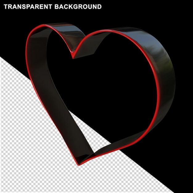 Heart outline in red and black 3d