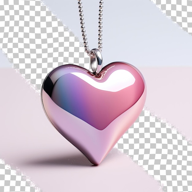 Heart pendant made of stainless steel with a single transparent background