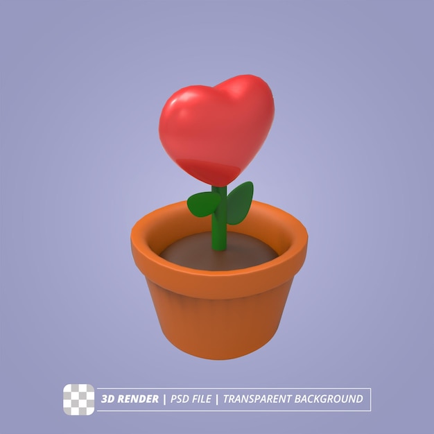 Heart plant 3d render isolated images