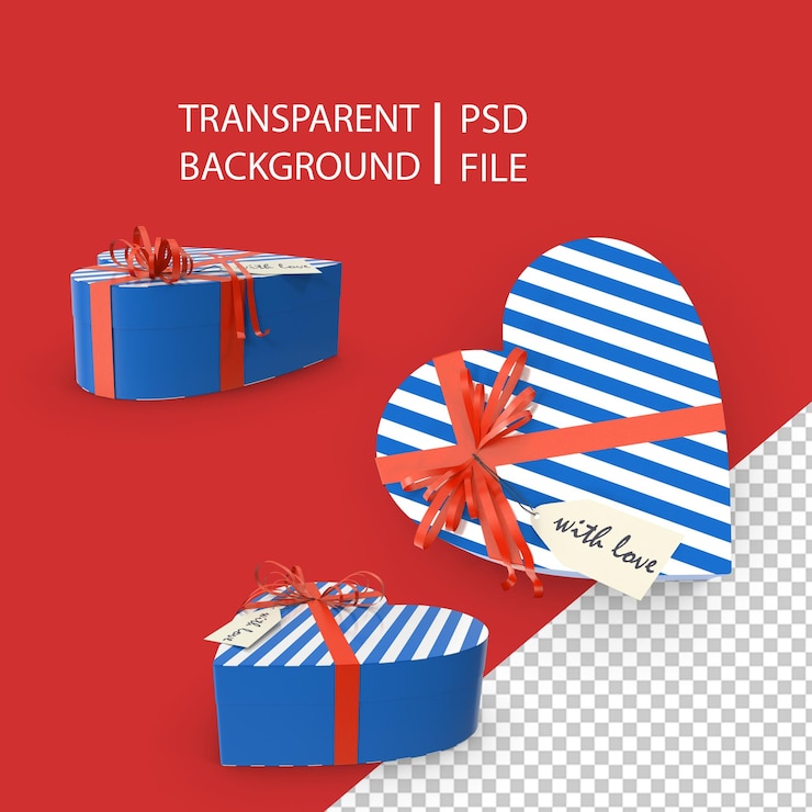 PSD ハートプレゼントボックスpng