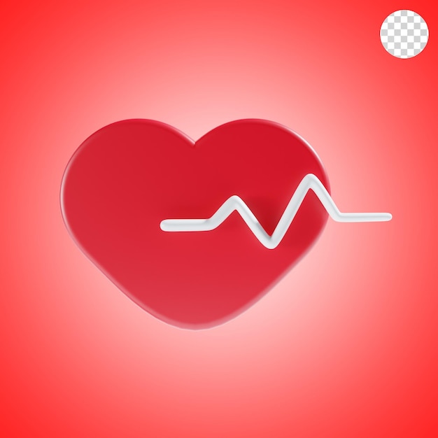 PSD heart rate 3d illustration red theme