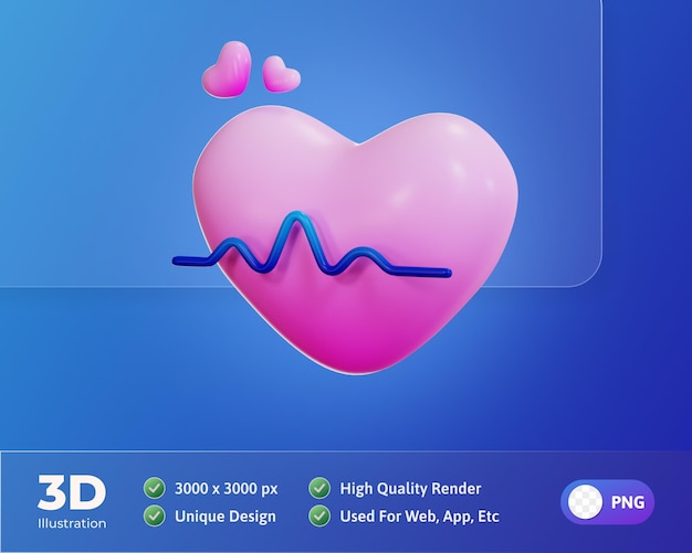 Значок здоровья и медицины сердечного ритма 3d иллюстрация