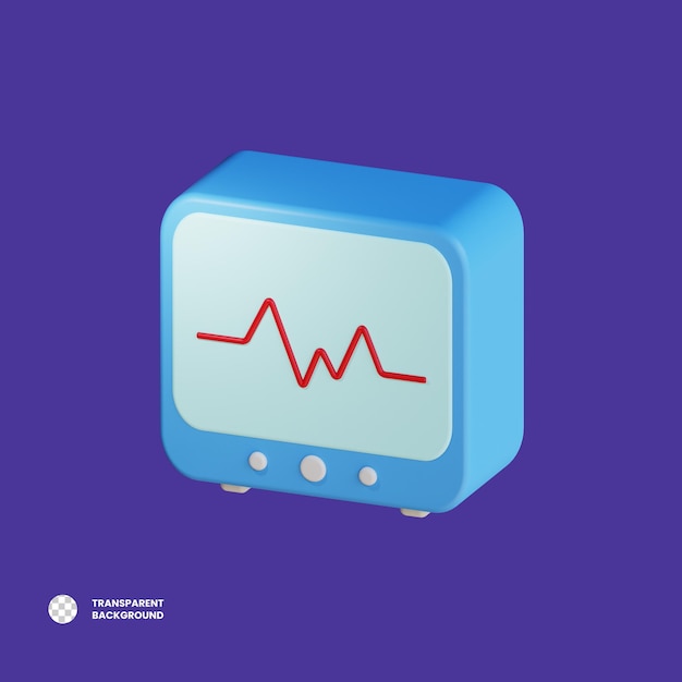 Illustrazione dell'icona 3d del monitor della frequenza cardiaca