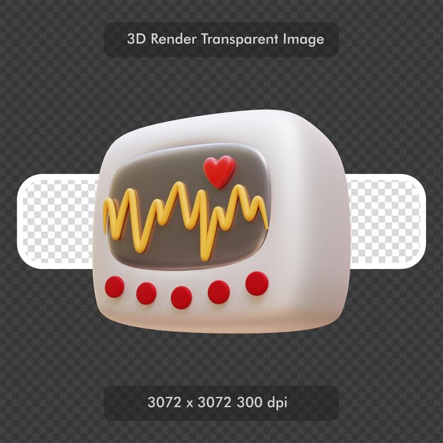 Heart Rate Monitor 3D Render Illustration