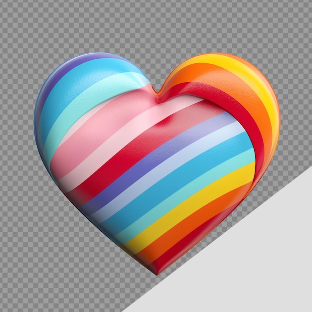 PSD a heart relief with colorful stripes png isolated on transparent background