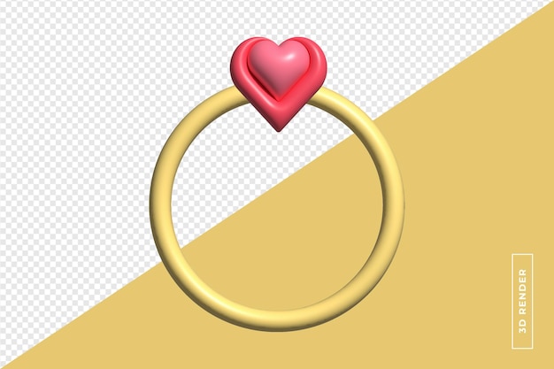 PSD cuore ring 3d rendering