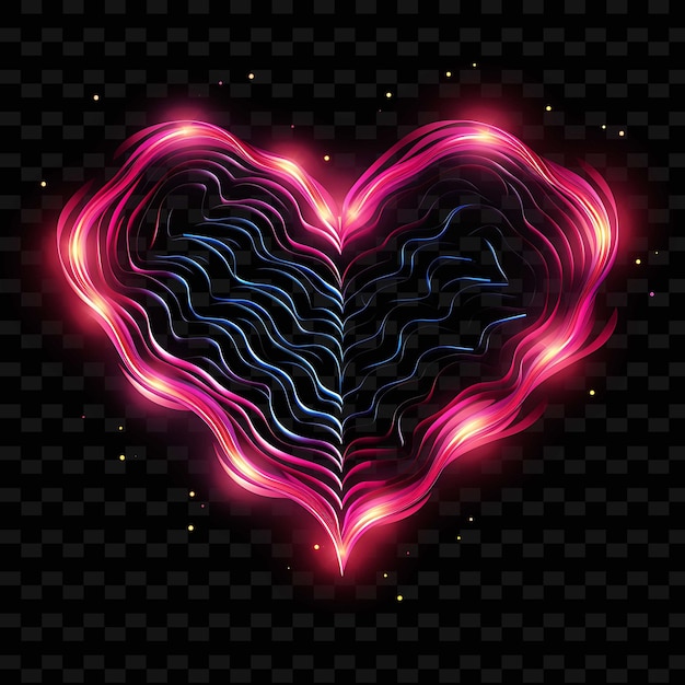 PSD heart romantic red zigzag neon lines star decorations curved shape y2k neon light art collections