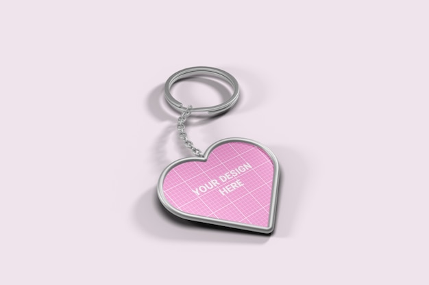 Heart shape keychain mockup