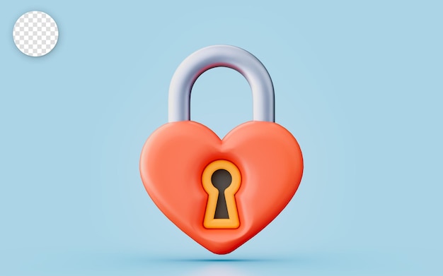 heart shape lock sign 3d render concept for after mirage life valentine romance