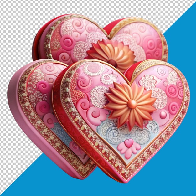 PSD heart shape treat box on transparent background