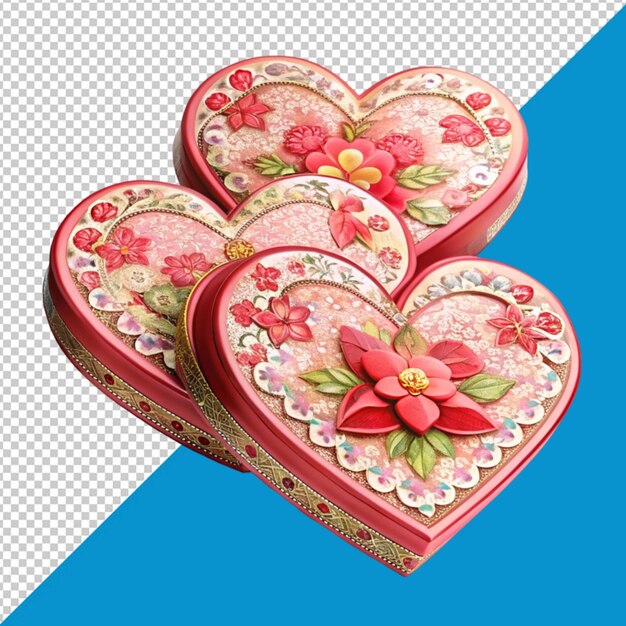 PSD heart shape treat box on transparent background