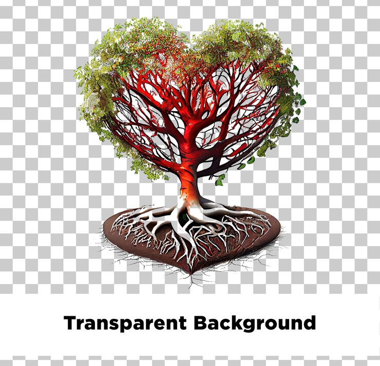 PSD heart shape tree isolated with transparent background