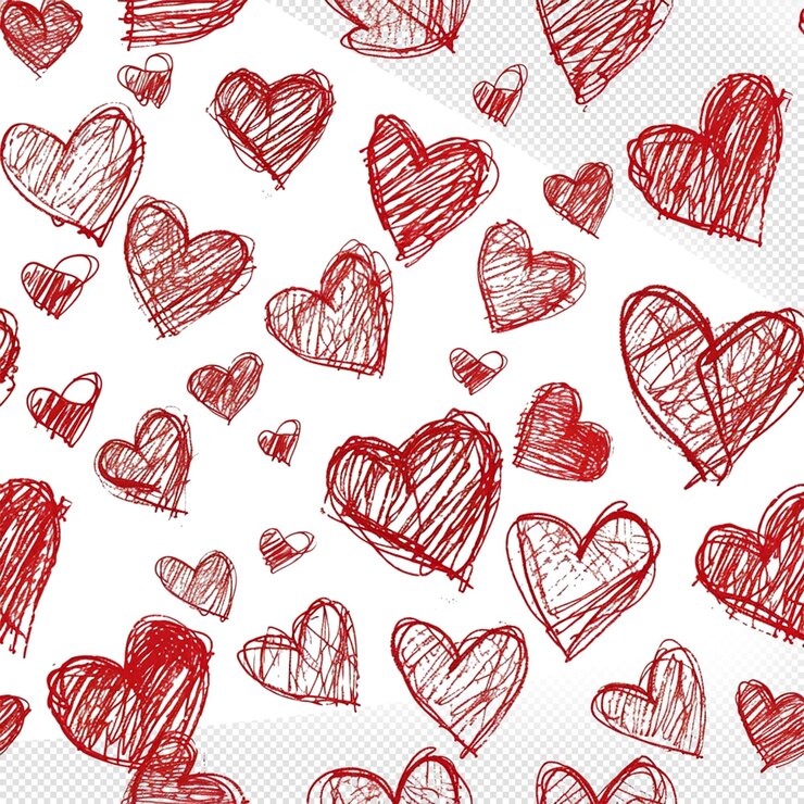 PSD heart shape valentine scribbles isolated transparent background