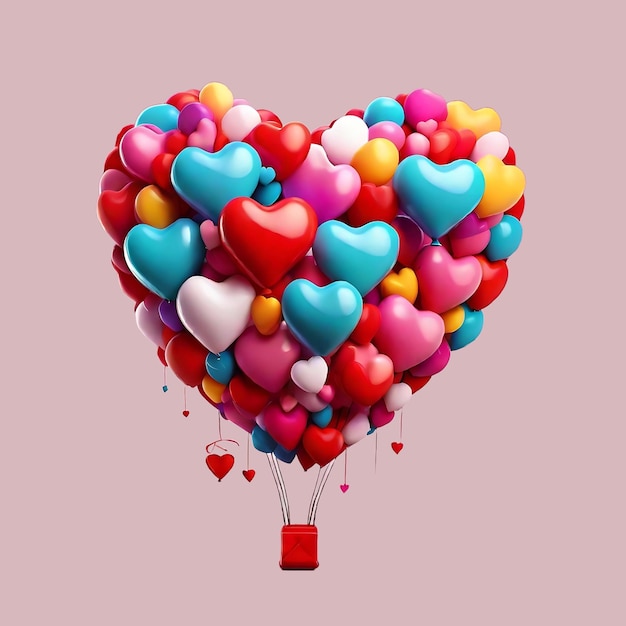 PSD heart shape with colorful ballon