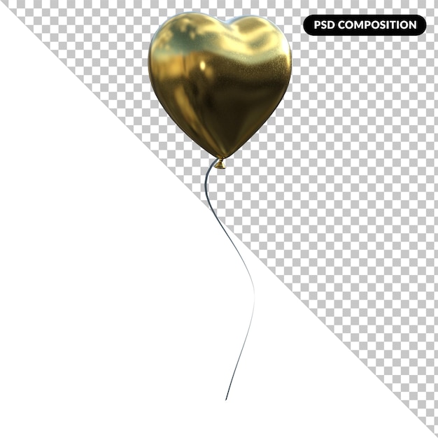 PSD palloncino a forma di cuore isolato 3d