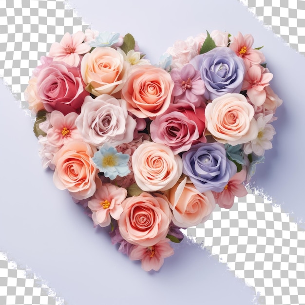 Bouquet di rose a forma di cuore su sfondo trasparente