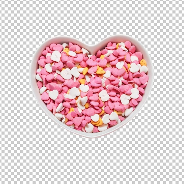 Heart shaped bowl filled with candy