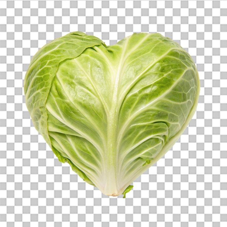PSD heart shaped cabbage isolated on transparent background