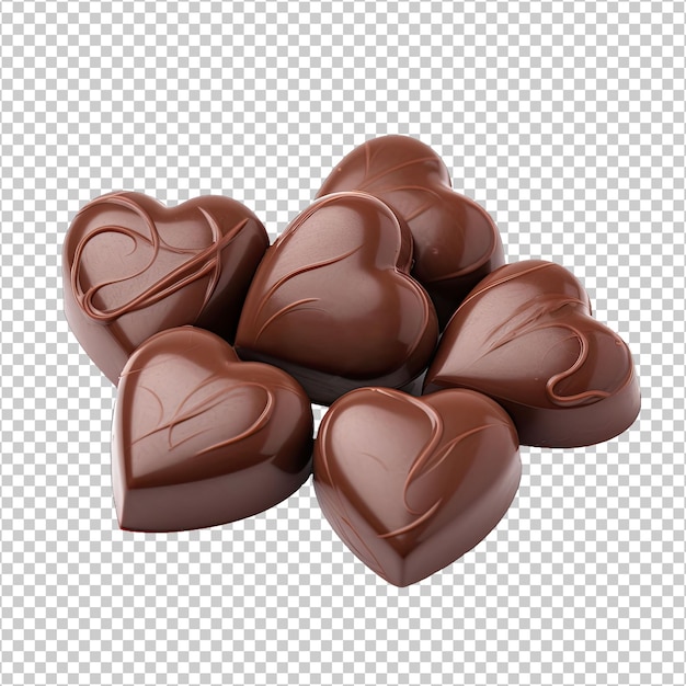 Heart shaped chocolates isolated on transparent background