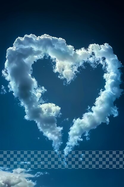 The heart shaped cloud in the blue sky is shape on transparent background