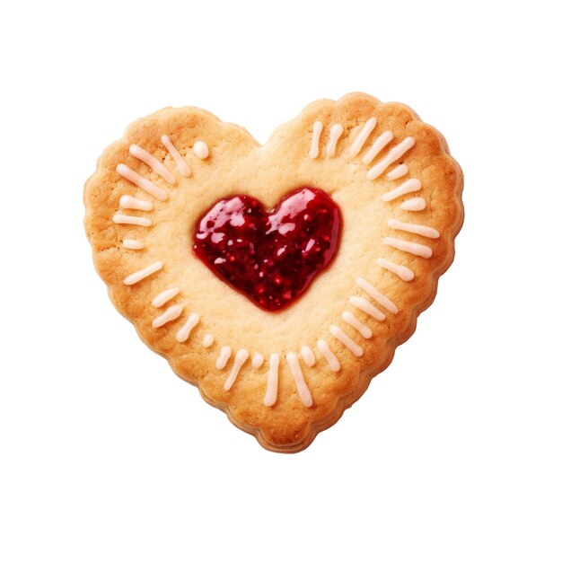 a heart shaped cookie with a heart shaped jam on it