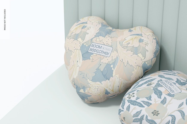 Heart Shaped Cushions Mockup Perspective