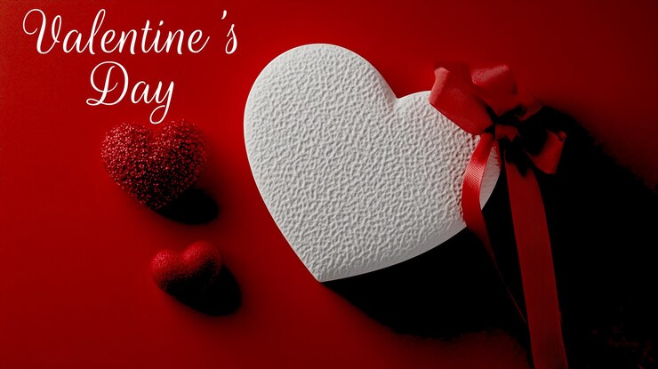 PSD a heart shaped gift with a red ribbon and a red bow on it