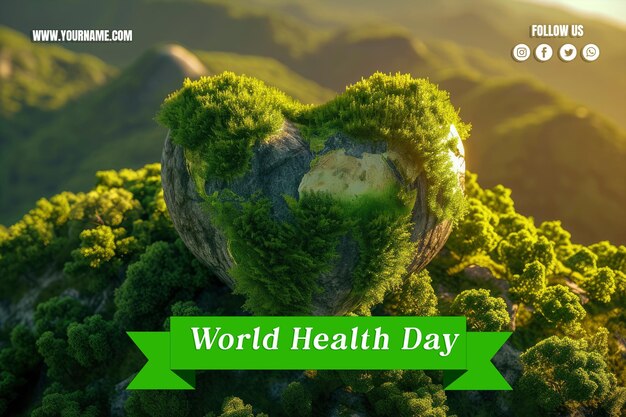 Heart shaped globe showing peace on world health day celebration