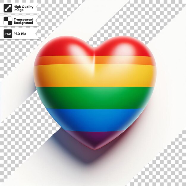 PSD a heart shaped item with the word rainbow on it